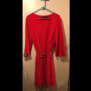 Red lace dress 3/4 length sleeve plus size 22